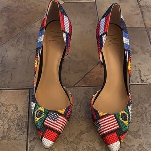 INC International Concepts Colorful Flag Heels